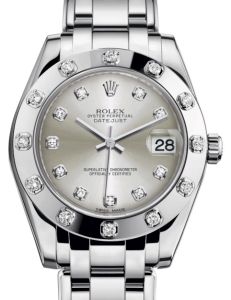 Rolex Pearlmaster 34 White Gold Silver Diamond Dial & Diamond Set Bezel Pearlmaster Bracelet 81319 - BRAND NEW