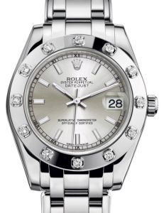 Rolex Pearlmaster 34 White Gold Silver Index Dial & Diamond Set Bezel Pearlmaster Bracelet 81319 - BRAND NEW