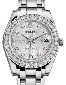 Rolex Pearlmaster 34 White Gold Silver Jubilee Diamond Dial & Diamond Bezel Pearlmaster Bracelet 81299 - BRAND NEW