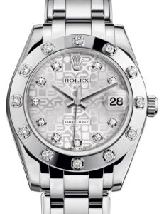 Rolex Pearlmaster 34 White Gold Silver Jubilee Diamond Dial & Diamond Set Bezel Pearlmaster Bracelet 81319 - BRAND NEW