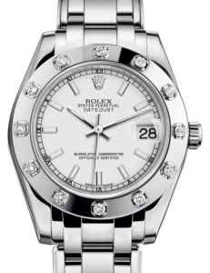 Rolex Pearlmaster 34 White Gold White Index Dial & Diamond Set Bezel Pearlmaster Bracelet 81319 - BRAND NEW