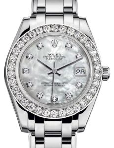 Rolex Pearlmaster 34 White Gold White Mother of Pearl Diamond Dial & Diamond Bezel Pearlmaster Bracelet 81299 - BRAND NEW