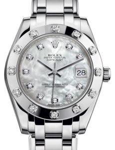 Rolex Pearlmaster 34 White Gold White Mother of Pearl Diamond Dial & Diamond Set Bezel Pearlmaster Bracelet 81319 - BRAND NEW