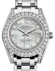 Rolex Pearlmaster 34 White Gold White Mother of Pearl Roman Dial & Diamond Set Case & Bezel Pearlmaster Bracelet 81159 - BRAND NEW