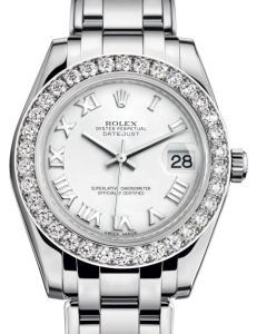 Rolex Pearlmaster 34 White Gold White Roman Dial & Diamond Bezel Pearlmaster Bracelet 81299 - BRAND NEW