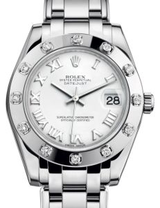 Rolex Pearlmaster 34 White Gold White Roman Dial & Diamond Set Bezel Pearlmaster Bracelet 81319 - BRAND NEW