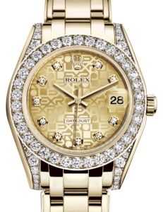 Rolex Pearlmaster 34 Yellow Gold Champagne Jubilee Diamond Dial & Diamond Set Case & Bezel Pearlmaster Bracelet 81298 - BRAND NEW