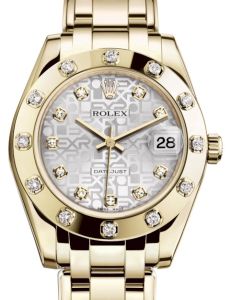 Rolex Pearlmaster 34 Yellow Gold Silver Jubilee Diamond Dial & Diamond Set Bezel Pearlmaster Bracelet 81318 - BRAND NEW