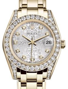 Rolex Pearlmaster 34 Yellow Gold Silver Jubilee Diamond Dial & Diamond Set Case & Bezel Pearlmaster Bracelet 81298 - BRAND NEW