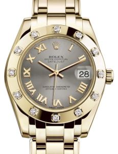 Rolex Pearlmaster 34 Yellow Gold Steel Roman Dial & Diamond Set Bezel Pearlmaster Bracelet 81318 - BRAND NEW