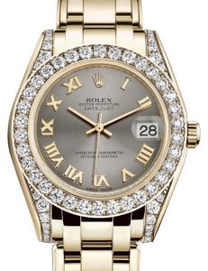 Rolex Pearlmaster 34 Yellow Gold Steel Roman Dial & Diamond Set Case & Bezel Pearlmaster Bracelet 81298 - BRAND NEW