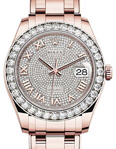 Rolex Pearlmaster 39 Rose Gold Diamond Paved Roman Dial & Diamond Bezel Pearlmaster Bracelet 86285 - BRAND NEW
