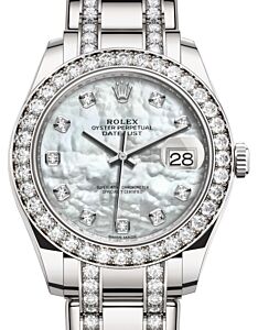 Rolex Pearlmaster 39 White Gold White Mother of Pearl Diamond Dial & Diamond Bezel Diamond Set Pearlmaster Bracelet 86289 - BRAND NEW