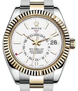 Rolex Sky-Dweller Yellow Gold/Steel White Index Dial Oyster Bracelet 326933 - PRE-OWNED