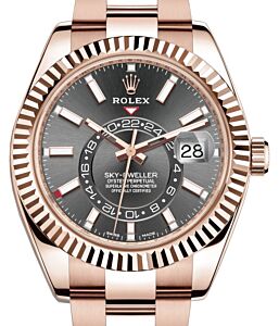 Rolex Sky-Dweller Rose Gold Dark Rhodium Index Dial Oyster Bracelet 326935 - BRAND NEW