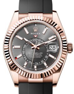 Rolex Sky-Dweller Rose Gold Slate Index Dial Oysterflex Rubber Strap 336235 - BRAND NEW