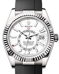 Rolex Sky-Dweller White Gold Intense White Index Dial Oysterflex Rubber Strap 336239 - BRAND NEW