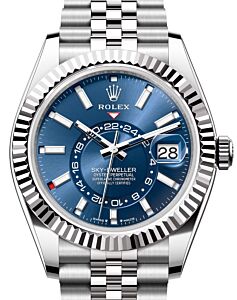 Rolex Sky-Dweller White Gold/Steel Bright Blue Index Dial Jubilee Bracelet 336934 - BRAND NEW