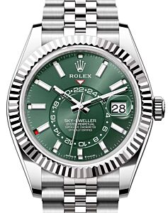 Rolex Sky-Dweller White Gold/Steel Mint Green Index Dial Jubilee Bracelet 336934 - BRAND NEW