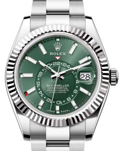 Rolex Sky-Dweller White Gold/Steel Mint Green Index Dial Oyster Bracelet 336934 - BRAND NEW