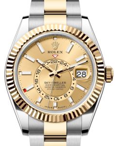 Rolex Sky-Dweller Yellow Gold/Steel Champagne Index Dial Oyster Bracelet 336933 - BRAND NEW