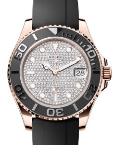 Rolex Yacht-Master 37 Rose Gold Diamond Pave Dial Rubber Oysterflex Strap 268655 - BRAND NEW