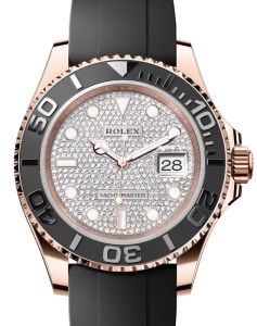 Rolex Yacht-Master 40 Rose Gold Diamond Pave Dial Ceramic Bezel Oysterflex Rubber Bracelet 126655 - BRAND NEW
