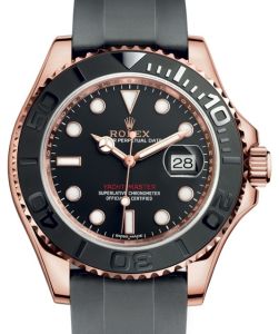 Rolex Yacht-Master 40 Rose Gold Everose 18k Black Dial Ceramic Bezel Oysterflex Rubber Bracelet 116655 - BRAND NEW