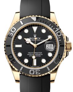 Rolex Yacht-Master 42 Yellow Gold Black Dial & Matte Black Oysterflex Strap 226658 - BRAND NEW