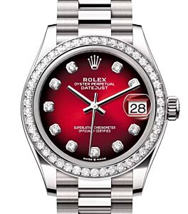 Rolex Datejust 31 President White Gold Red Ombre Diamond Dial & Bezel 278289RBR - BRAND NEW