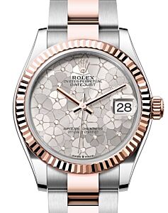 Rolex Datejust 31 Rose Gold/Steel Silver Floral Motif Dial & Fluted Bezel Oyster Bracelet 278271 - BRAND NEW