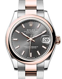 Rolex Datejust 31 Rose Gold/Steel Slate Index Dial & Smooth Domed Bezel Oyster Bracelet 278241 - BRAND NEW