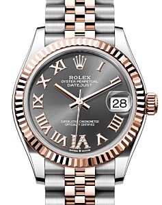 Rolex Datejust 31 Rose Gold/Steel Slate Roman Dial & Fluted Bezel Jubilee Bracelet 278271 - BRAND NEW