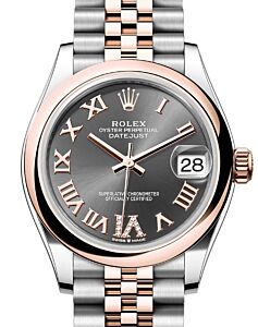 Rolex Datejust 31 Rose Gold/Steel Slate Roman Dial & Smooth Domed Bezel Jubilee Bracelet 278241 - BRAND NEW
