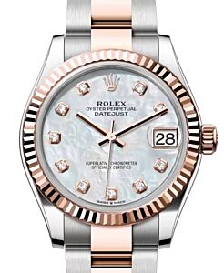 Rolex Datejust 31 Rose Gold/Steel White Mother of Pearl Dial & Fluted Bezel Oyster Bracelet 278271 - BRAND NEW