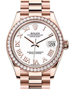 Rolex Datejust 31 Rose Gold White Dial & Diamond Bezel President Bracelet 278285RBR - BRAND NEW
