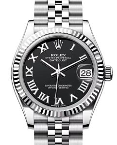 Rolex Datejust 31 White Gold/Steel Bright Black Roman Dial & Fluted Bezel Jubilee Bracelet 278274 - BRAND NEW