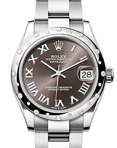 Rolex Datejust 31 White Gold/Steel Dark Grey Roman Dial & Diamond Bezel Oyster Bracelet 278344RBR - BRAND NEW