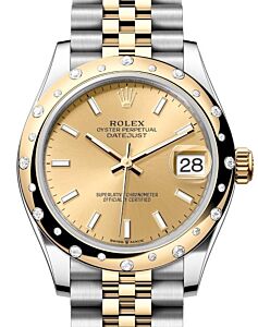 Rolex Datejust 31 Yellow Gold/Steel Champagne Index Dial & Domed Set Diamond Bezel Jubilee Bracelet 278343RBR - BRAND NEW