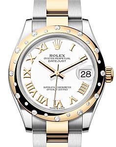 Rolex Datejust 31 Yellow Gold/Steel White Roman Dial & Domed Set Diamond Bezel Oyster Bracelet 278343RBR - BRAND NEW