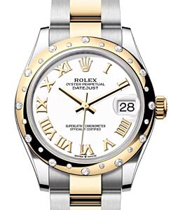 Rolex Datejust 31 Yellow Gold/Steel White Roman Dial & Domed Set Diamond Bezel Oyster Bracelet 278343RBR - BRAND NEW