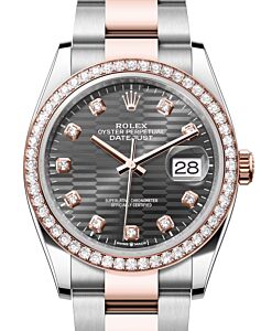 Rolex Datejust 36 Rose Gold/Steel Slate Fluted Motif Diamond Dial & Diamond Bezel Oyster Bracelet 126281RBR - BRAND NEW