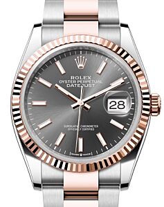 Rolex Datejust 36 Rose Gold/Steel Slate Index Dial & Fluted Bezel Oyster Bracelet 126231 - BRAND NEW