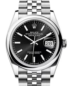 Rolex Datejust 36 Stainless Steel Bright Black Index Dial & Smooth Domed Bezel Jubilee Bracelet 126200 - BRAND NEW