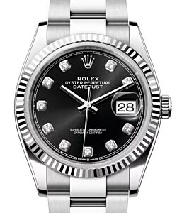 Rolex Datejust 36 White Gold/Steel Black Diamond Dial & Fluted Bezel Oyster Bracelet 126234 - BRAND NEW