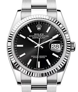 Rolex Datejust 36 White Gold/Steel Black Index Dial & Fluted Bezel Oyster Bracelet 126234 - BRAND NEW