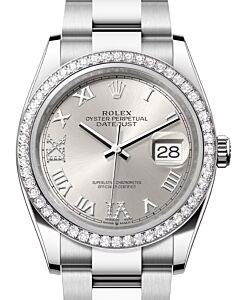 Rolex Datejust 36 White Gold/Steel Silver Roman Diamond VIIX Dial & Diamond Bezel Oyster Bracelet 126284RBR - BRAND NEW