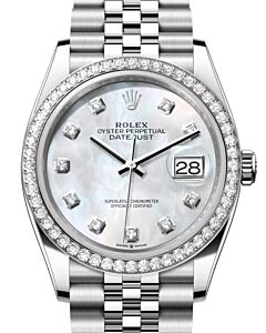 Rolex Datejust 36 White Gold/Steel White Mother of Pearl Diamond Dial & Diamond Bezel Jubilee Bracelet 126284RBR - BRAND NEW