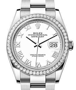 Rolex Datejust 36 White Gold/Steel White Roman Dial & Diamond Bezel Oyster Bracelet 126284RBR - BRAND NEW