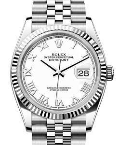Rolex Datejust 36 White Gold/Steel White Roman Dial & Fluted Bezel Jubilee Bracelet 126234 - BRAND NEW